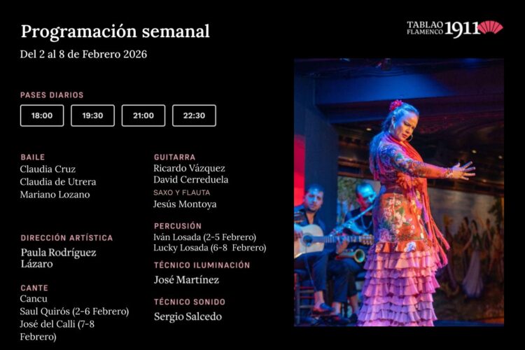 Programación Artística Tablao Flamenco 1911 del 2 al 8 de Febrero