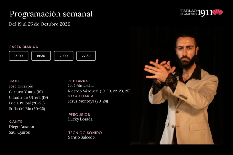 Programación Artística Semanal Tablao Flamenco 1911 19-25 Octubre)