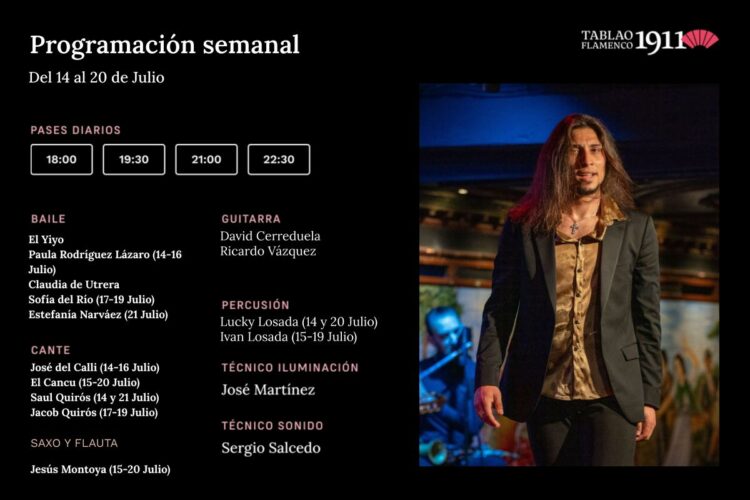 Programación Tablao 1911 del 14 al 20 de Julio con el Yiyo