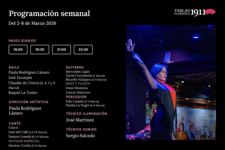 Programacion Artística 2-8 Marzo Tablao Flamenco 1911