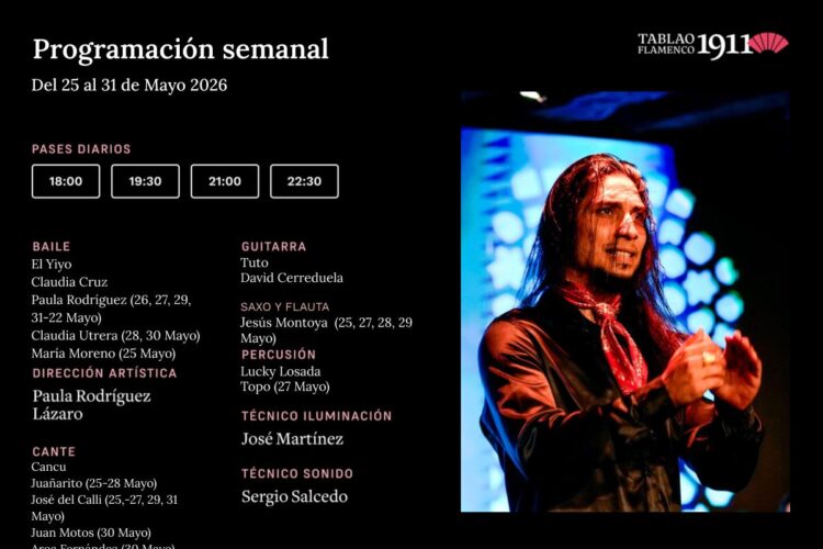 Programación Artística 25-31 Mayo Tablao Flamenco 1911