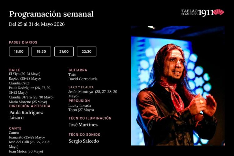 Programación Artística 25-31 Mayo Tablao Flamenco 1911