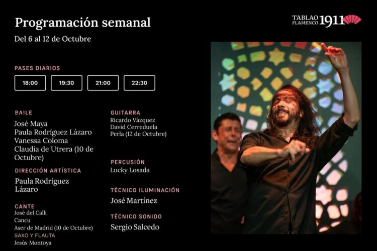 Programación Artística 6-12 Octubre en Tablao Flamenco 1911