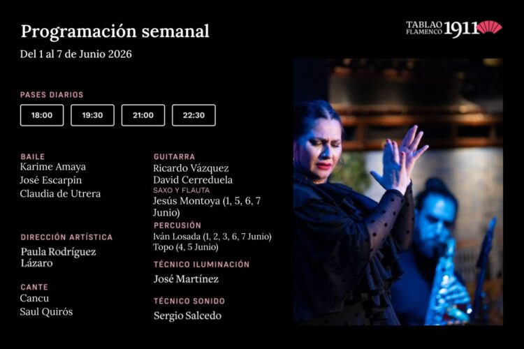 Programación Artística Semanal 1-7 Junio Tablao Flamenco 1911