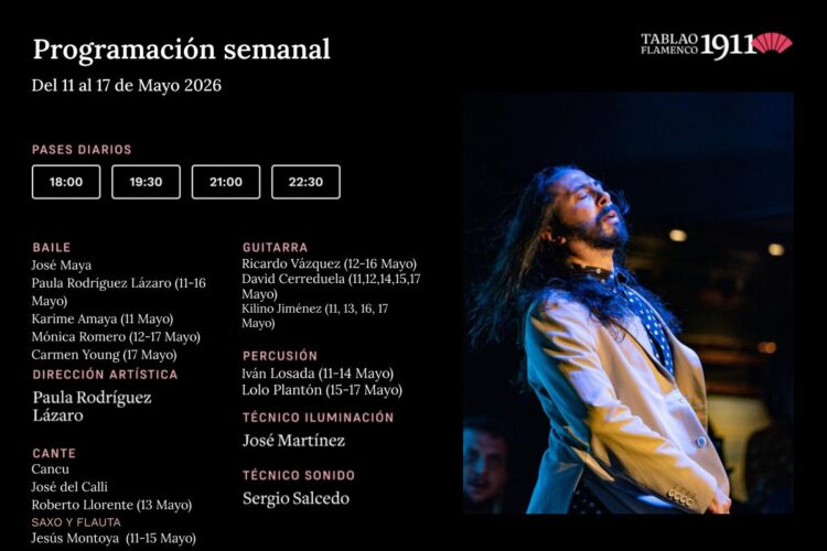 Programación Artística Semanal 11-17 Mayo Tablao Flamenco 1911