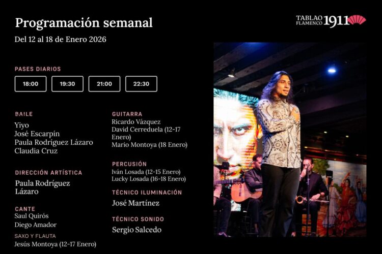 Programación Artística Semanal 12-18 Enero Tablao Flamenco 1911