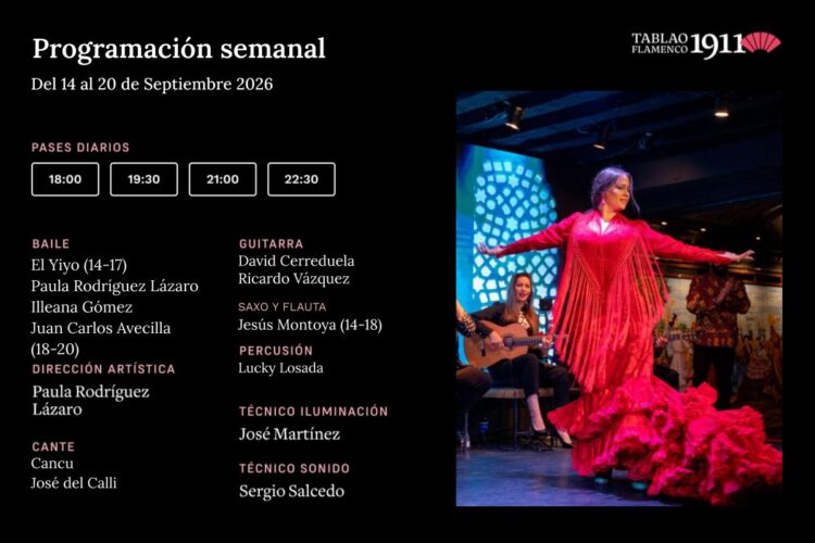Programación Artística Semanal 14-20 Septiembre Tablao Flamenco 1911
