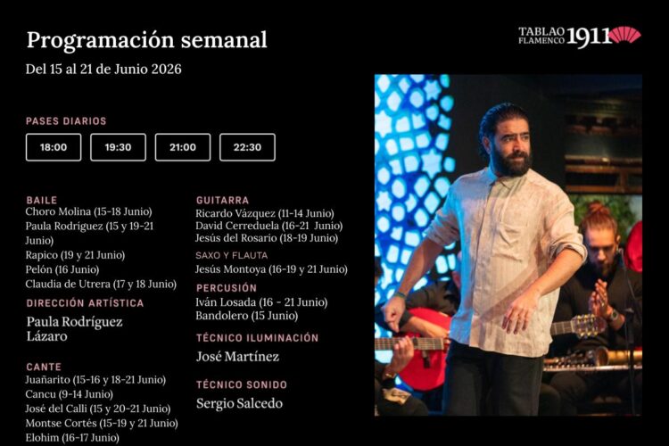 Programación Artística Semanal 15-21 Junio Tablao 1911