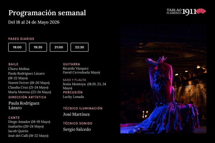 Programacion Artística Semanal 18-24 Mayo Tablao Flamenco 1911
