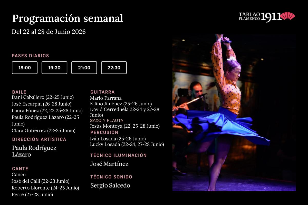 フラメンコフォルダ　hermosa フラメンコ・マドリード 週間プログラム - Tablao Flamenco 1911