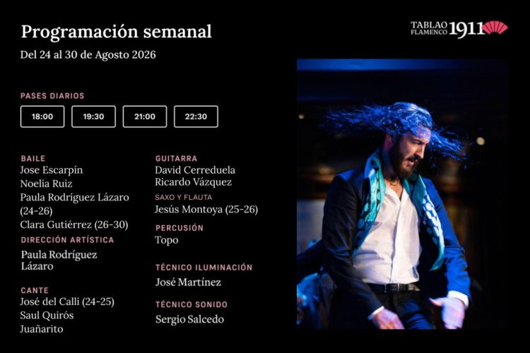 Programación Artística Semanal 24-30 Agosto Tablao Flamenco 1911