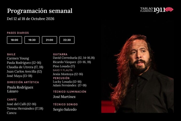 Programación Artística Semanal Tablao Flamenco 1911 12-18 Octubre)