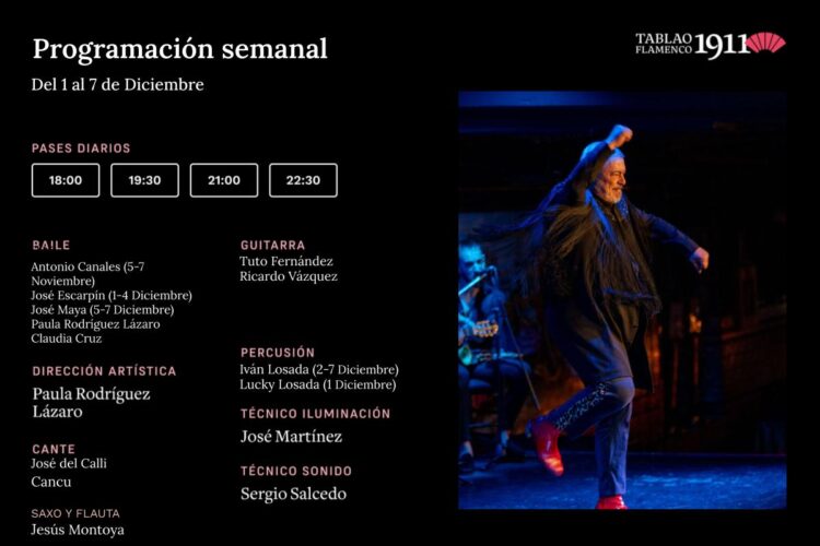 Programacion artistica tablao 1911 1-7 Diciembre