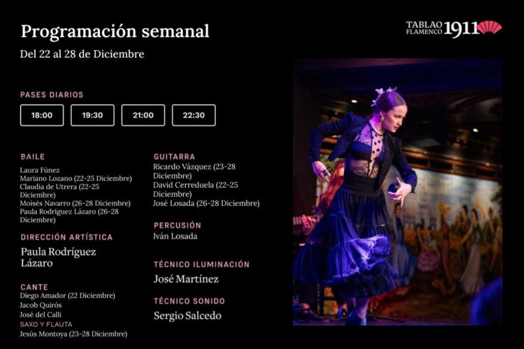 Programación Artística Tablao 1911 22 28 Diciembre
