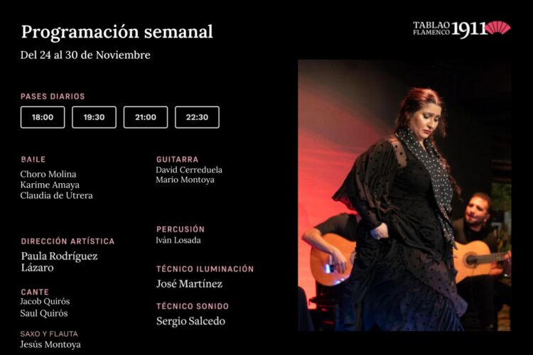Programación Artística Tablao 1911 24-30 Noviembre 2025