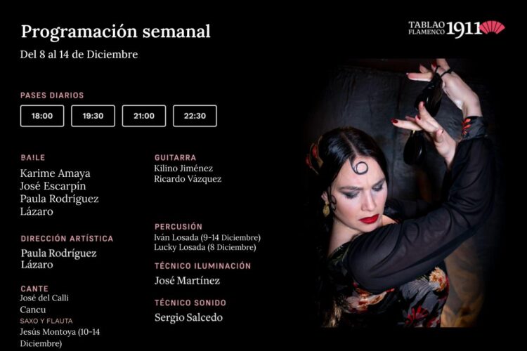 Programación Artística Tablao 1911 8-14 Diciembre