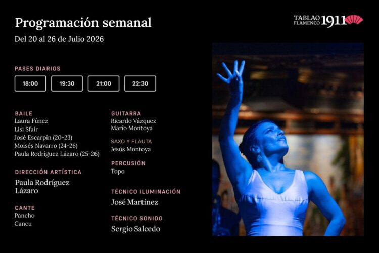 Programación Artística Tablao Flamenco 1911 20-26 Julio
