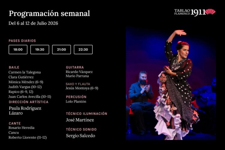 Programación Artística Tablao Flamenco 1911 6-12 Julio