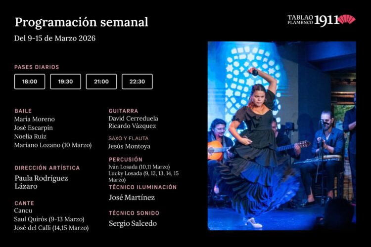 Programacion Artística Tablao Flamenco 1911 9-15 Marzo