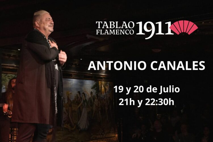 Antonio Canales, 19 y 20 de Julio en Tablao Flamenco 1911 a las 21h y 22:30