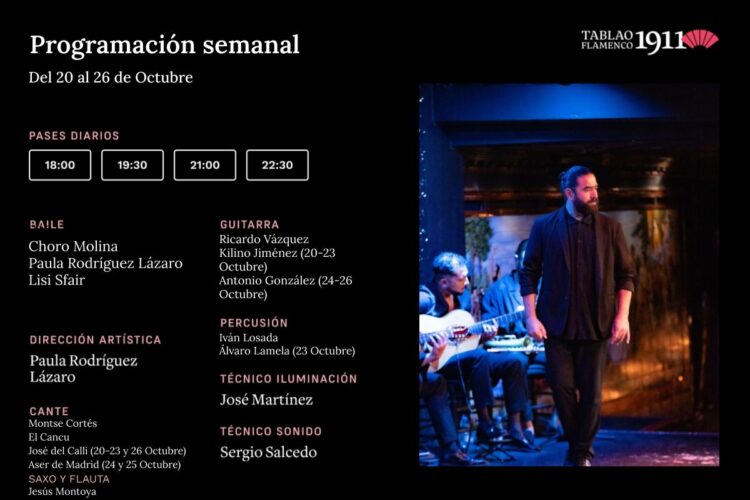 Programación Artística Tablao 1911 20-26 Octubre